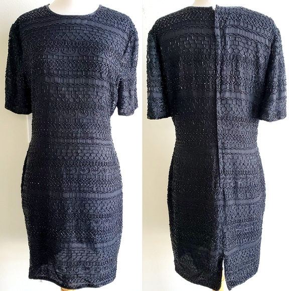 Vintage Scala Silk Beaded Sheath Dress - Picture 1 of 4